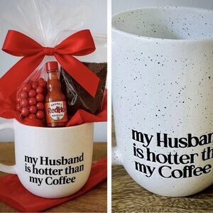 My Husband is Hotter than my Coffee Speckled White Coffee Mug Gift NEW (no tags)